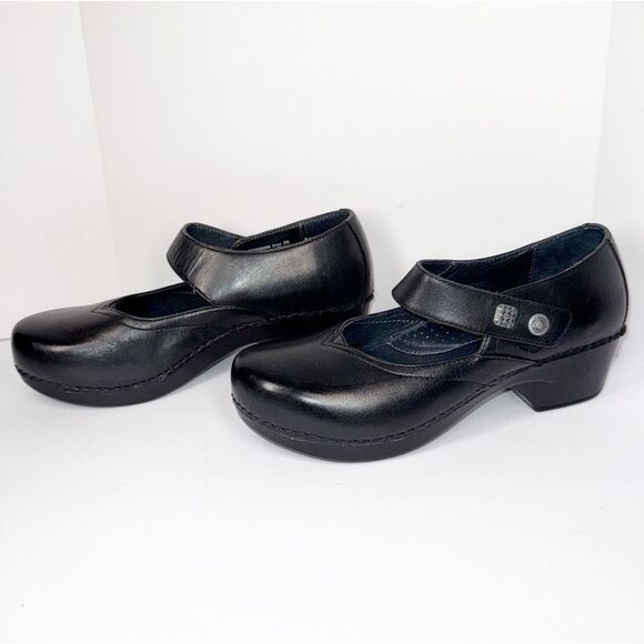 Dansko Tandy Mary Jane Clog Platform Block Heel Black Leather Comfort 38/7.5-8 - Picture 1 of 16